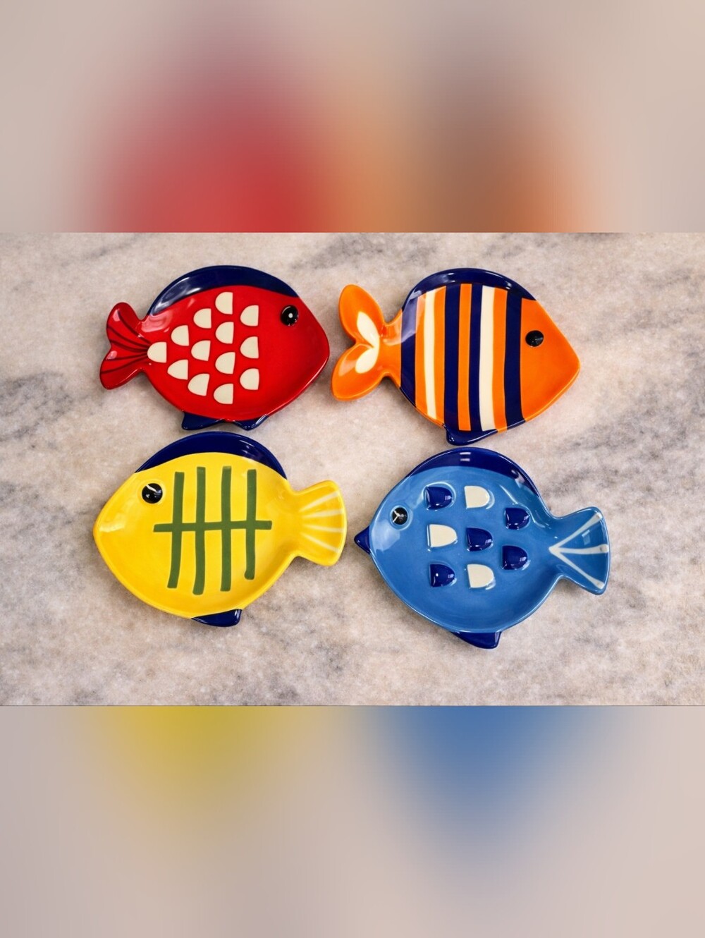 Colorful Fish‑Shaped Ceramic Dishes – Set of 4